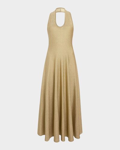Khaite Melina Metallic Halter Cocktail Dress
