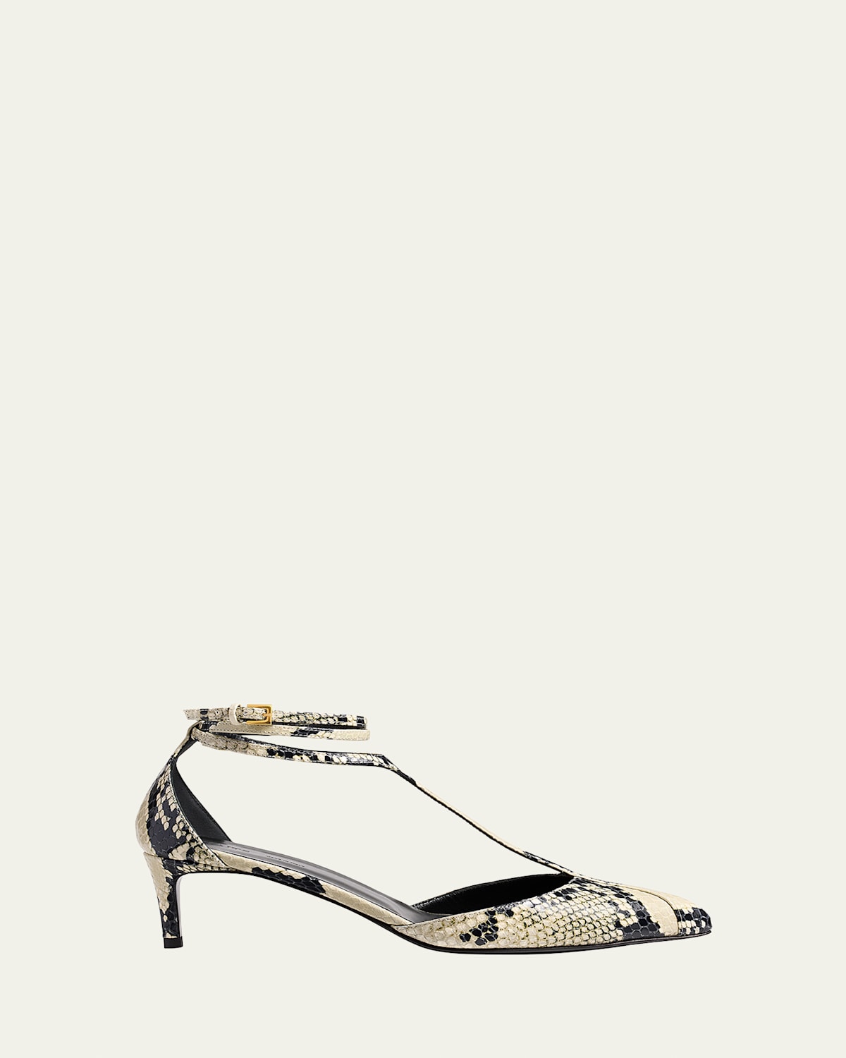 Khaite Mia Snake-Printed Leather Kitten-Heel Pumps