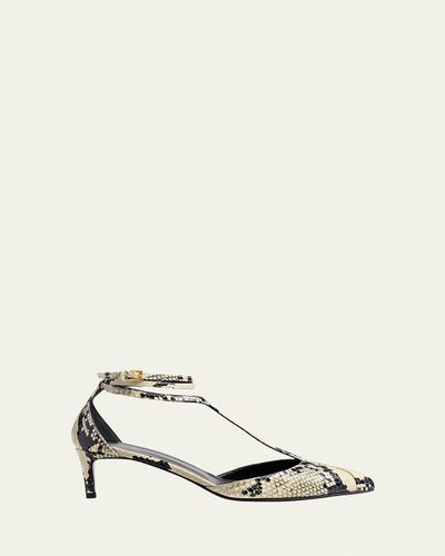 Khaite Mia Snake-Printed Leather Kitten-Heel Pumps