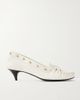 KHAITE Milly embellished whipstitched textured-leather pumps - 1