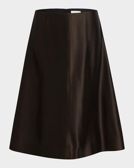 Khaite Nania Satin Midi Skirt