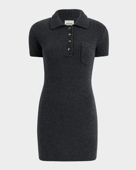 Khaite Nehra Short-Sleeve Cashmere Mini Polo Dress