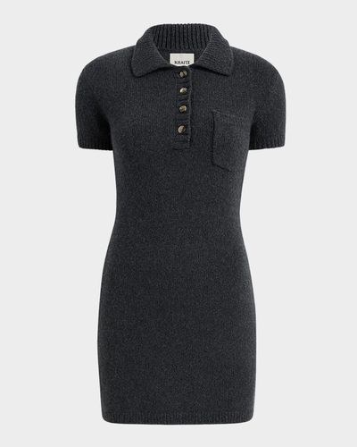 Khaite Nehra Short-Sleeve Cashmere Mini Polo Dress