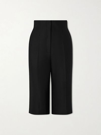 KHAITE Raelle wool and silk-blend straight-leg shorts