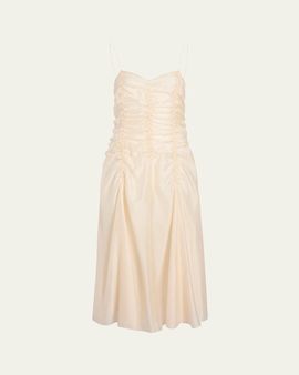 Khaite Raina Sleeveless Ruched Midi Dress