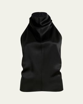 Khaite Rone Draped Satin Halter Top