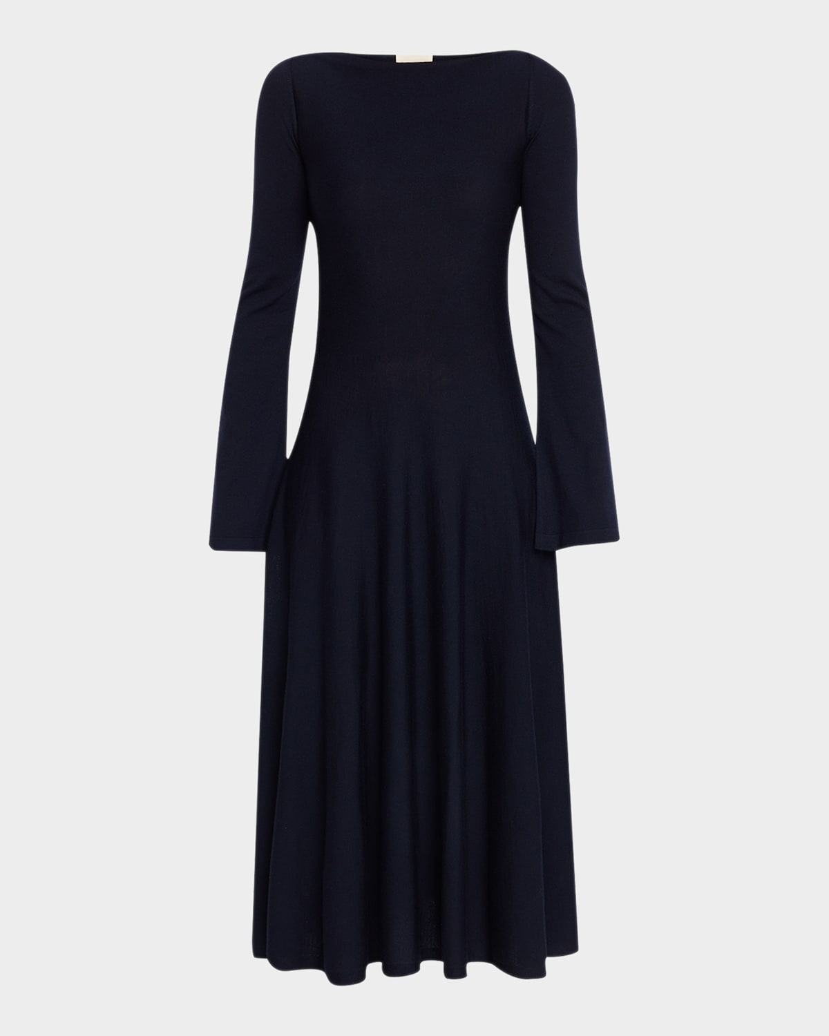 Khaite Ruth Long-Sleeve Wool Knit Midi Dress