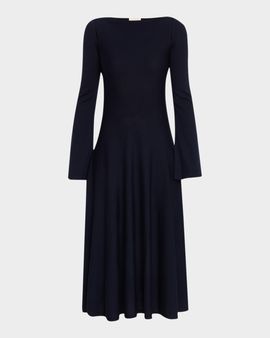 Khaite Ruth Long-Sleeve Wool Knit Midi Dress