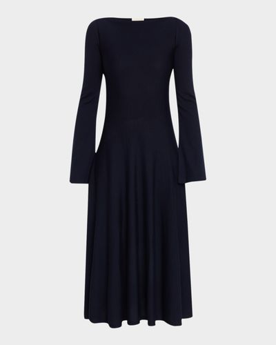 Khaite Ruth Long-Sleeve Wool Knit Midi Dress