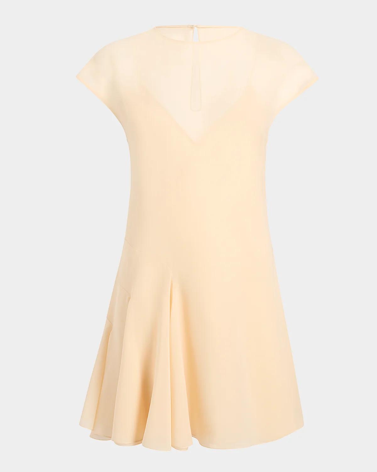 Khaite Scarla Silk Cap-Sleeve Mini Dress