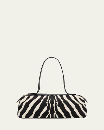 Khaite Simona Zebra-Print Calf Hair Shoulder Bag