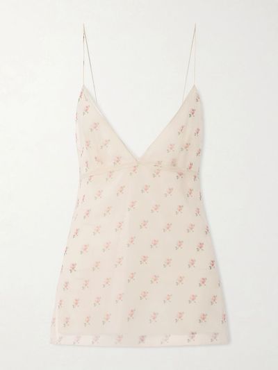 KHAITE Timy floral-print silk-organza camisole