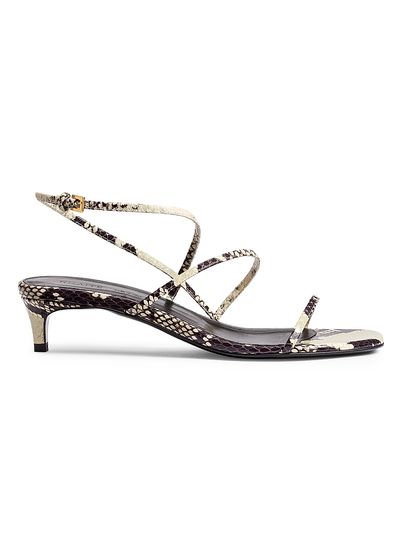 Khaite Women's Loop 35MM Python-Print Leather Sandals