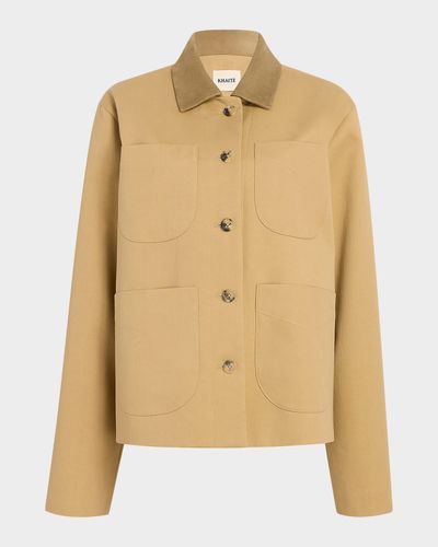 Khaite Wyatt Suede-Collar Barn Jacket