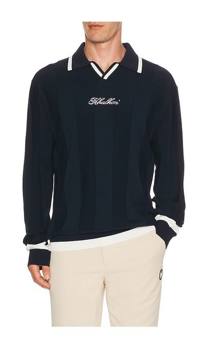 Khalhon Khalhon V Tipped Varsity Knit Pullover Polo