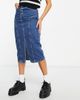 Kickers Kickers Y2K denim midi skirt in indigo with bum logo-Blue - 1