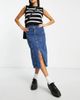 Kickers Kickers Y2K denim midi skirt in indigo with bum logo-Blue - 4