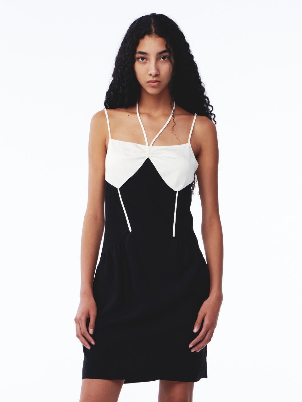 Kijun Blocked Camisole Mini Dress [Black/Light Beige]
