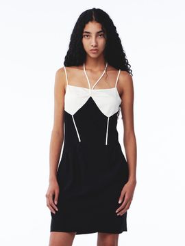Kijun Blocked Camisole Mini Dress [Black/Light Beige]