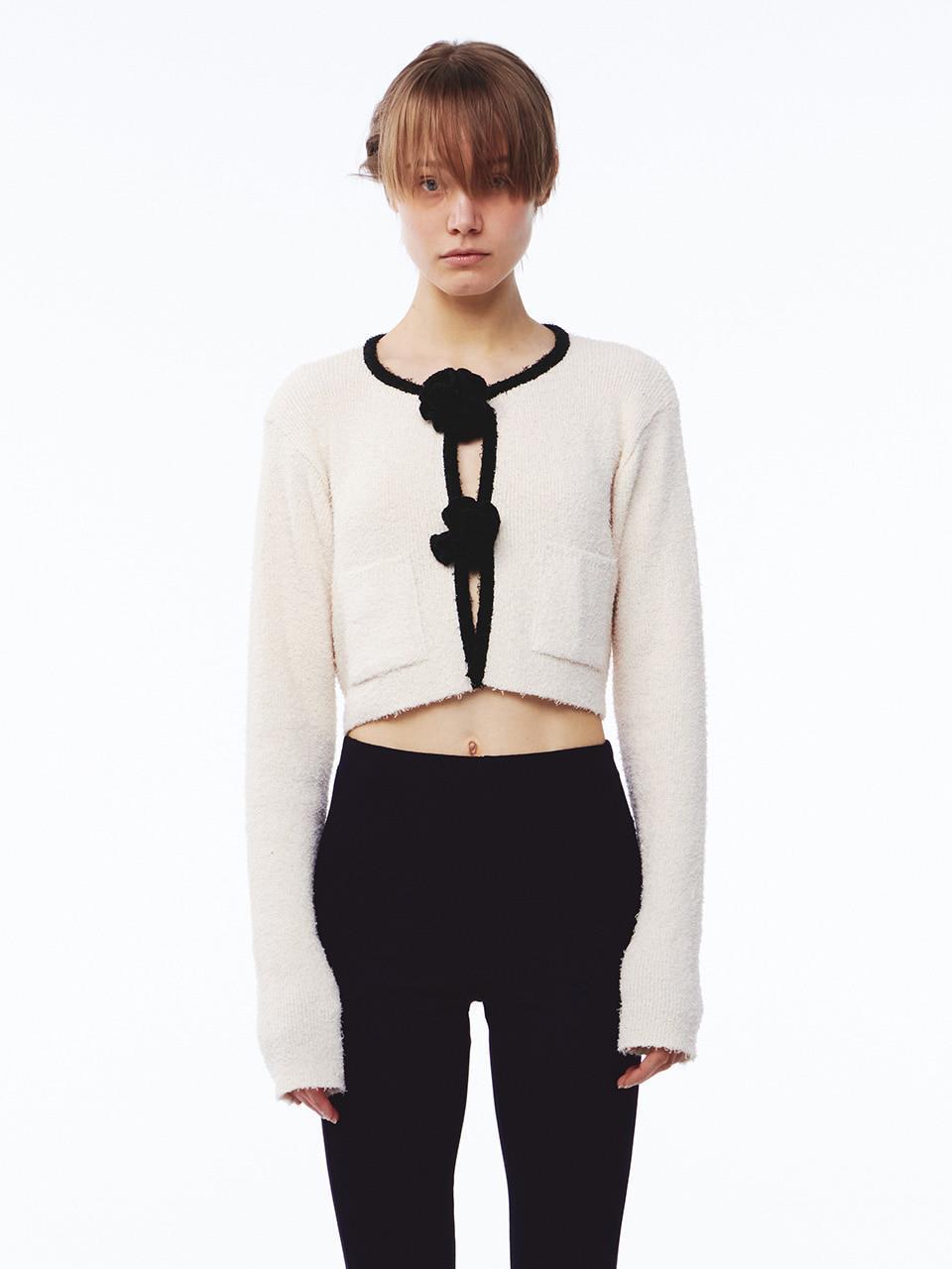 Kijun Crochet Knit Regular Fit Cardigan [Beige]