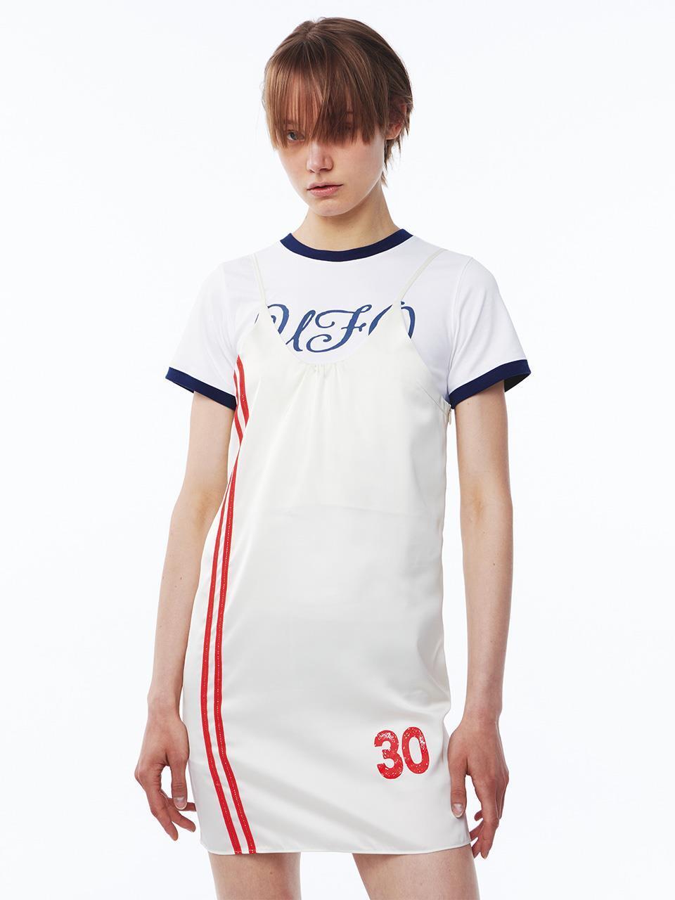 Kijun Line Satin Ruched Mini Dress [Ivory]