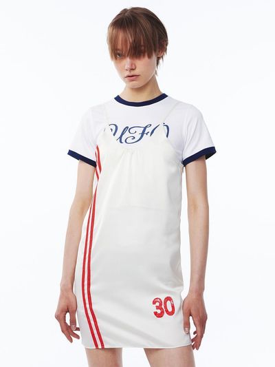 Kijun Line Satin Ruched Mini Dress [Ivory]