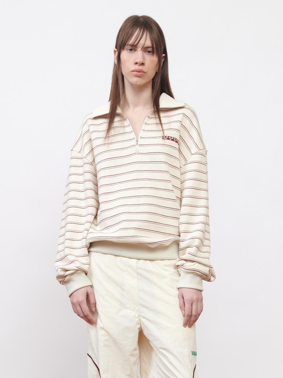 Kijun Logo Half Zip - Up Pullover UNISEX Stripe
