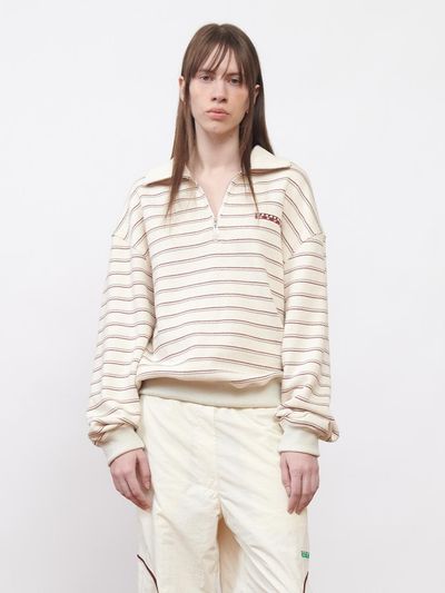 Kijun Logo Half Zip - Up Pullover UNISEX Stripe