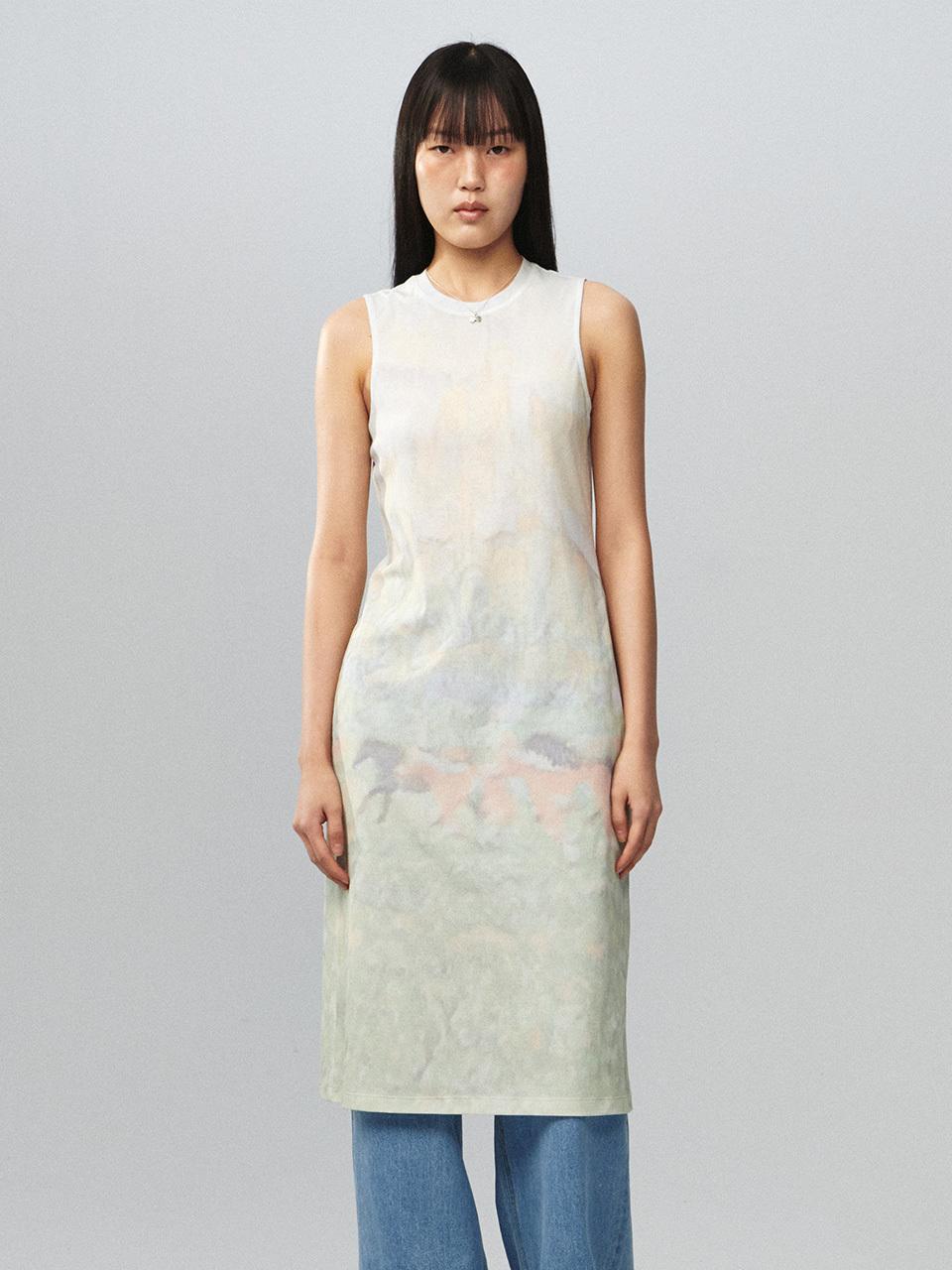Kijun Print Sleeveless Dress [Green]