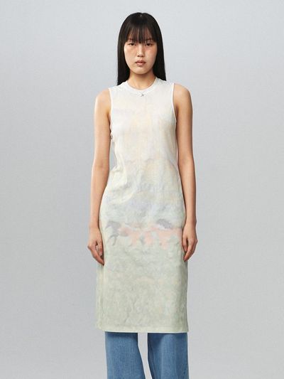 Kijun Print Sleeveless Dress [Green]