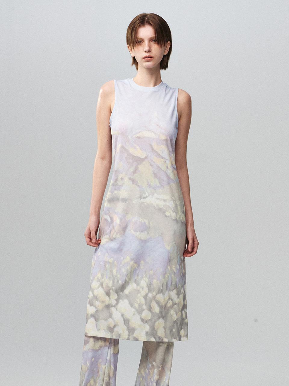 Kijun Print Sleeveless Dress Print Blue