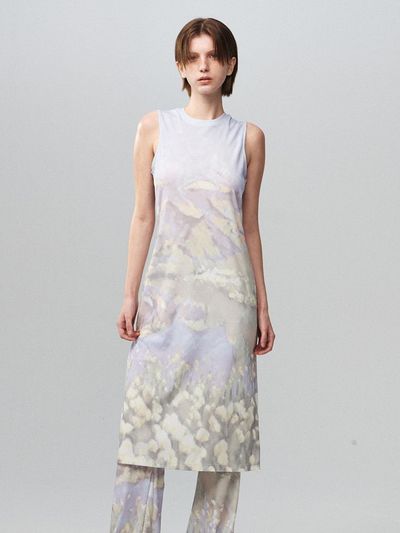 Kijun Print Sleeveless Dress Print Blue
