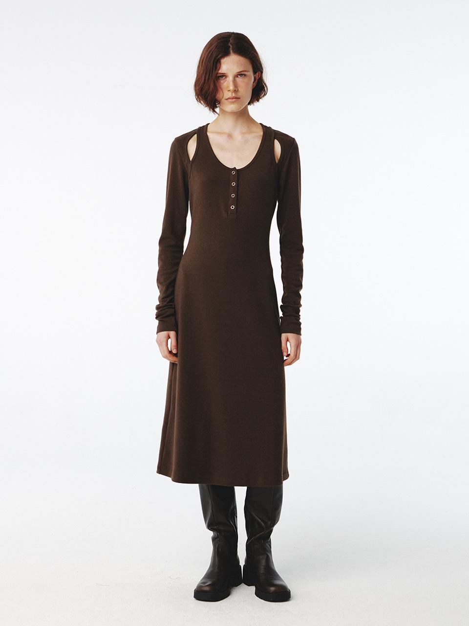 Kijun Raglan Cut Jersey Dress - Brown