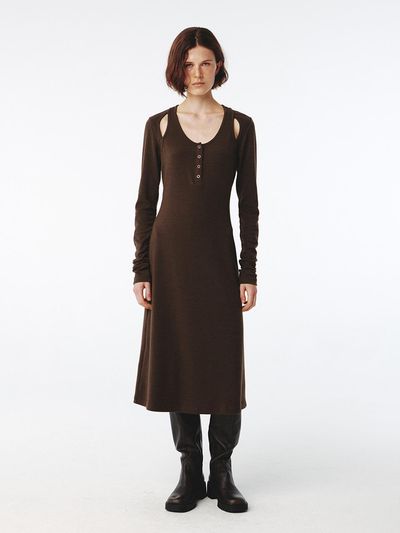 Kijun Raglan Cut Jersey Dress - Brown