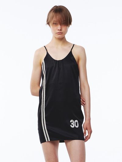 Kijun Satin Ruched Adjustable Strap Mini Dress [Black]