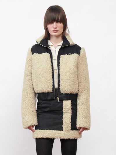 Kijun Shearling Nylon Jacket - Beige Black