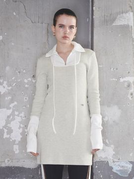 Kijun Square Half Zip up Dress Melange Off White