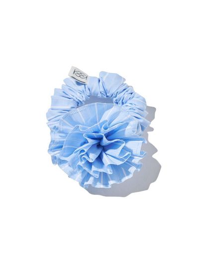 Kijun Stripe Corsage Scrunchie [Sky Blue]