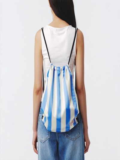 Kijun Stripe Drawstring Sport UNISEX Backpack [Blue]