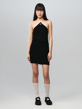 Kijun Terry Halter Dress Black