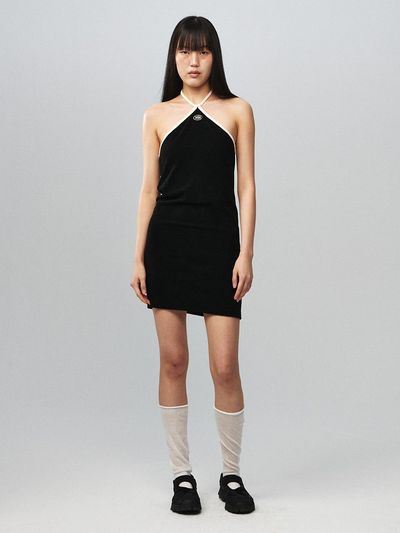 Kijun Terry Halter Dress Black