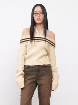 Kijun Tied Off-shoulder Knit Top