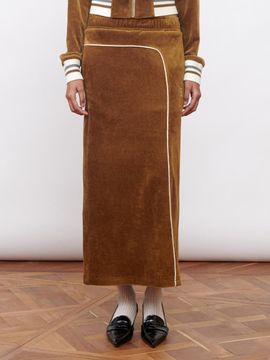 Kijun Velour Maxi Skirt Brown