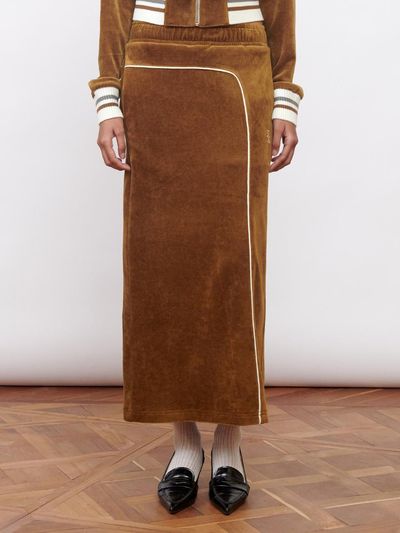 Kijun Velour Maxi Skirt Brown