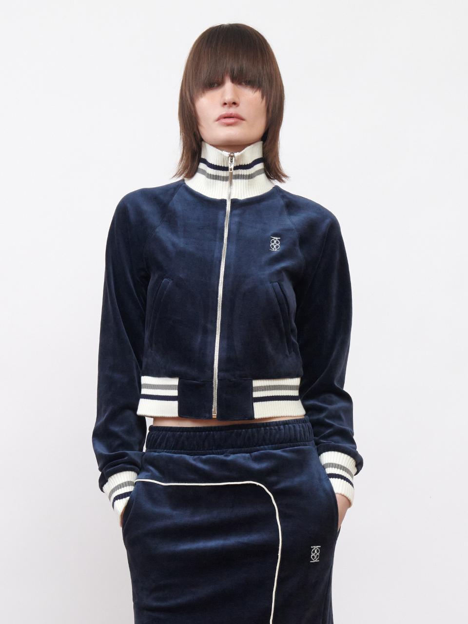 Kijun Velour Track Jacket Navy
