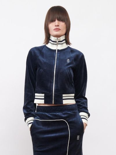 Kijun Velour Track Jacket Navy