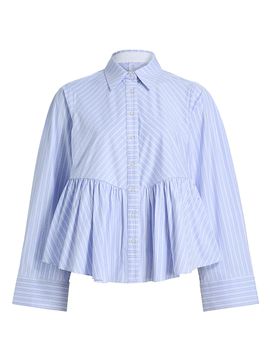 Kika Vargas Women's Ambika Striped Cotton-Blend Peplum Shirt