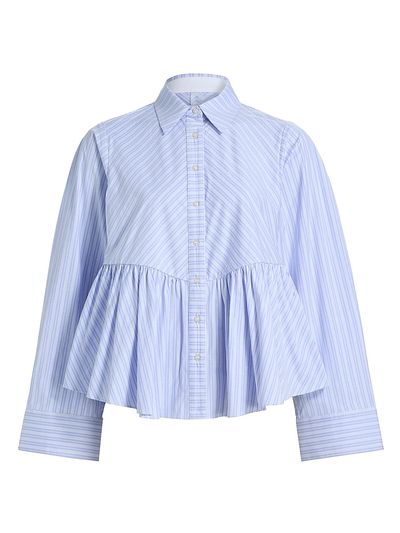 Kika Vargas Women's Ambika Striped Cotton-Blend Peplum Shirt