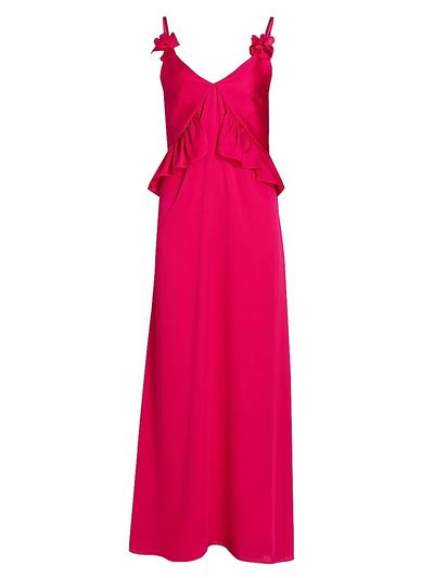 Kika Vargas Women's Bel Ruffled Satin Maxi Dress