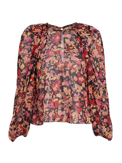 Kika Vargas Women's Hitomi Floral Chiffon Linen Top